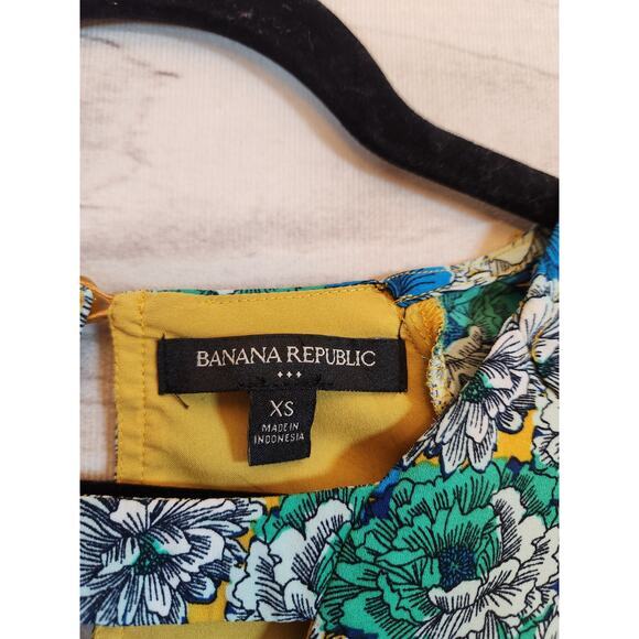 Banana Republic Women's Multicolor Floral Lined Flutter Sleeve Spring Blouse XS - Picture 3 of 5